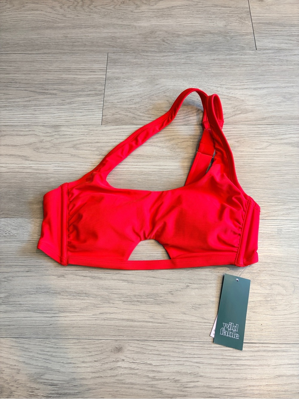 Wild Fable Red One Shoulder Bikini Top Size M 8-10